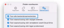 Finder voorkeuren toon alles bestandsnaamextensies.webp